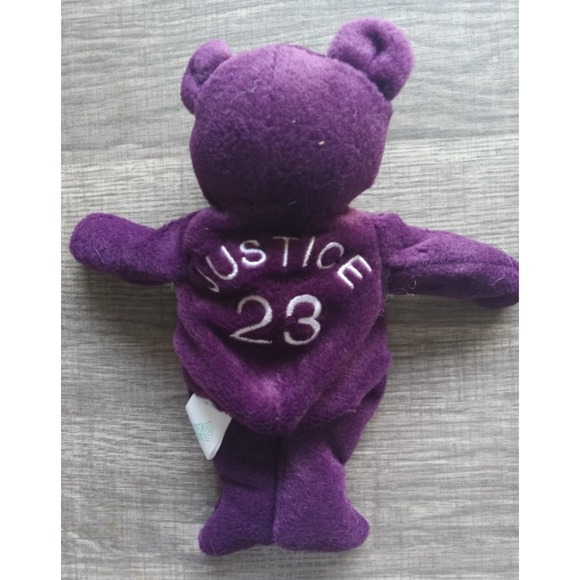 SALVINO'S BAMMERS BAMM BEANO'S PURPLE Plush MLB Bear DAVID JUSTICE 23‎ New - Picture 2 of 4